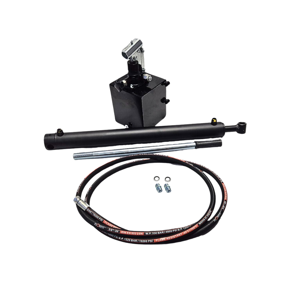 Flowfit Double acting hydraulic Hand Pump trailer pack to lift 2.5 tonne 600mm stroke, Hand Pump 25cm3, 1 litre tank c/w hoses and fittings