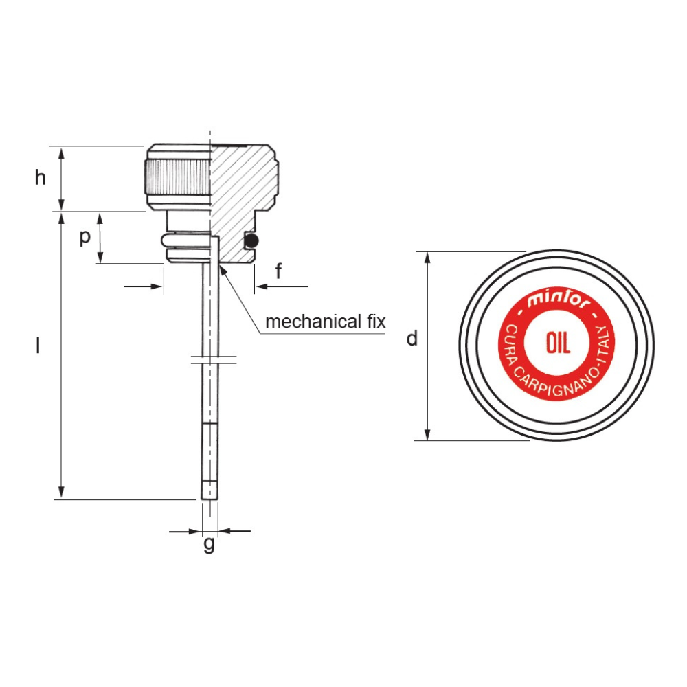 Hydraulic level indicator push fit 35mm hole