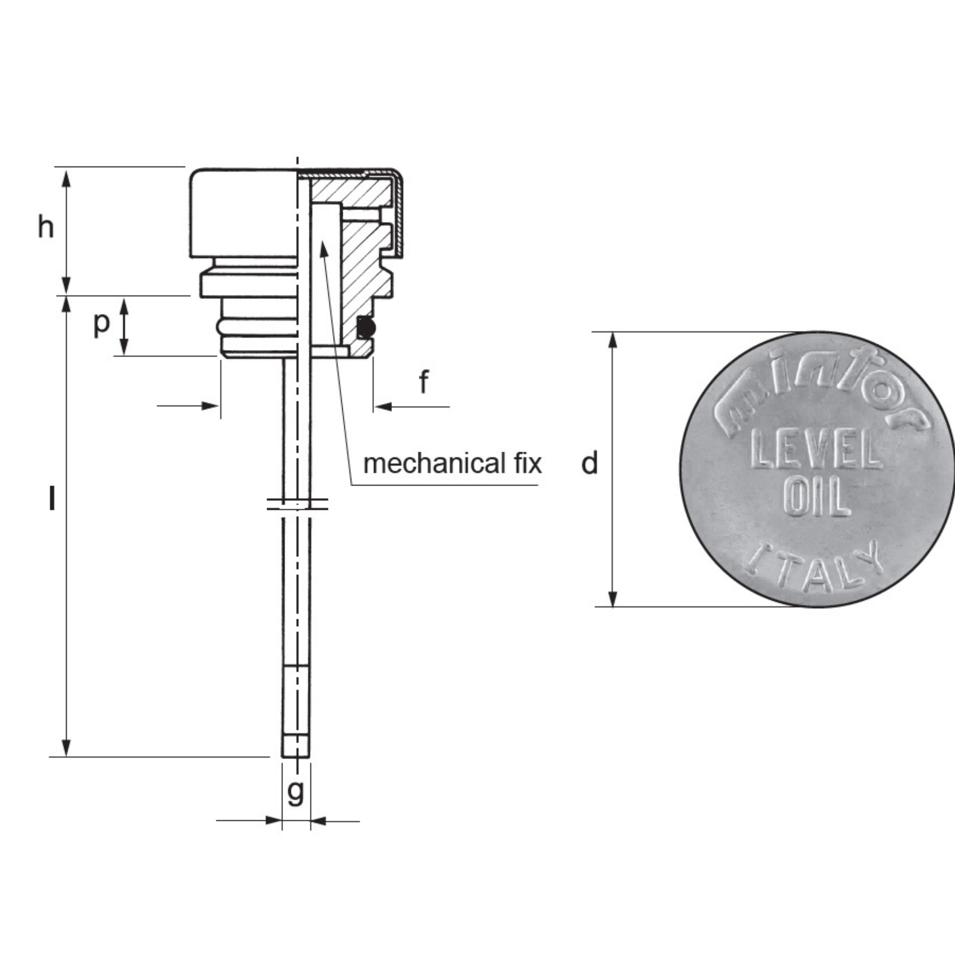 Hydraulic level indicator with breather ILAS1, OR 115, Fixing Diameter 17mm
