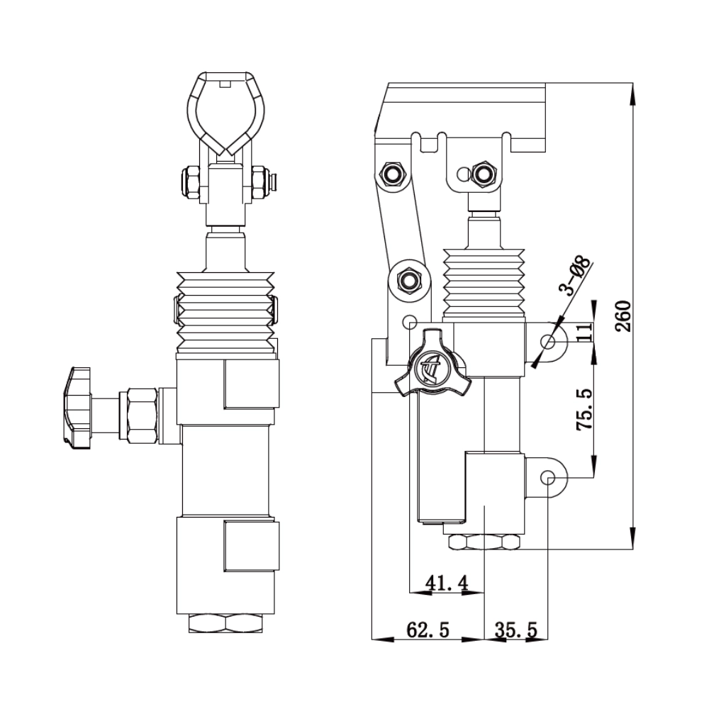 Flowfit Inline Single Acting Hydraulic 20cc Hand Pump For Single Acting Cylinder, 20CC, With Release Hand Knob