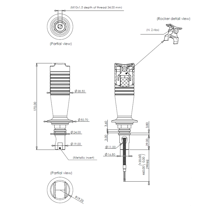Indemar Joystick Rocker Switch, 2 Button, M10 x 1.5, 460mm Cable Indemar Joystick Rocker Switch, 2 Button, M10 x 1.5, 460mm Cable