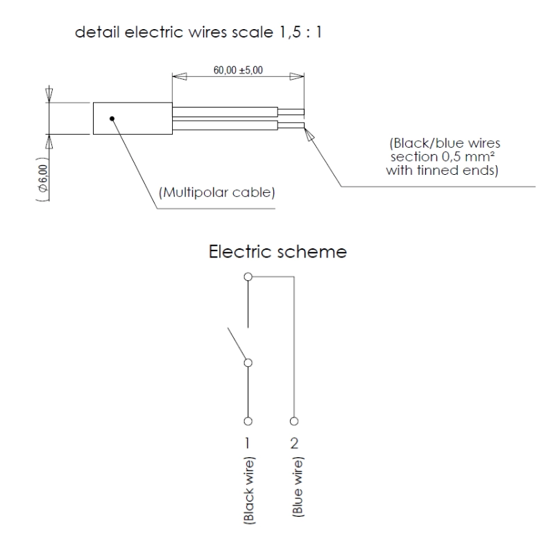 Indemar Joystick Push Button, 1 Button, M10 x 1.5, 500mm Cable
