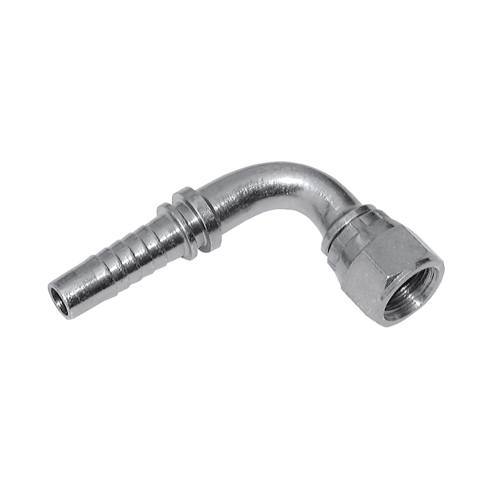 7/8" JIC Female Hose Connector 90° Swept Elbow, To Suit 1/2" Hose ID 7/8" JIC Female Hose Connector 90° Swept Elbow, To Suit 1/2" Hose ID