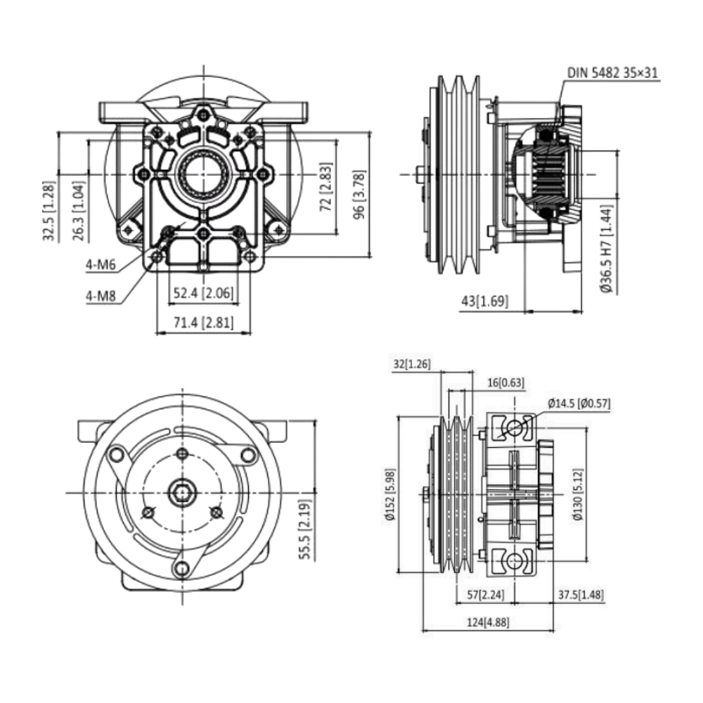 12V DC 100 Nm Hydraulic Electromagnetic V-Belt Clutch – Group 1 & 2 Flange 12V DC 100 Nm Hydraulic Electromagnetic V-Belt Clutch – Group 1 & 2 Flange