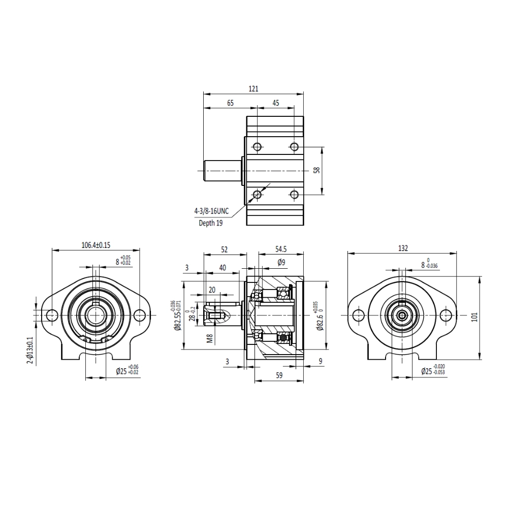 OMP/OMR Hydraulic Motor Bearing Support – 2 Bolt SAE A 25mm Input/Output OMP/OMR Hydraulic Motor Bearing Support – 2 Bolt SAE A 25mm Input/Output