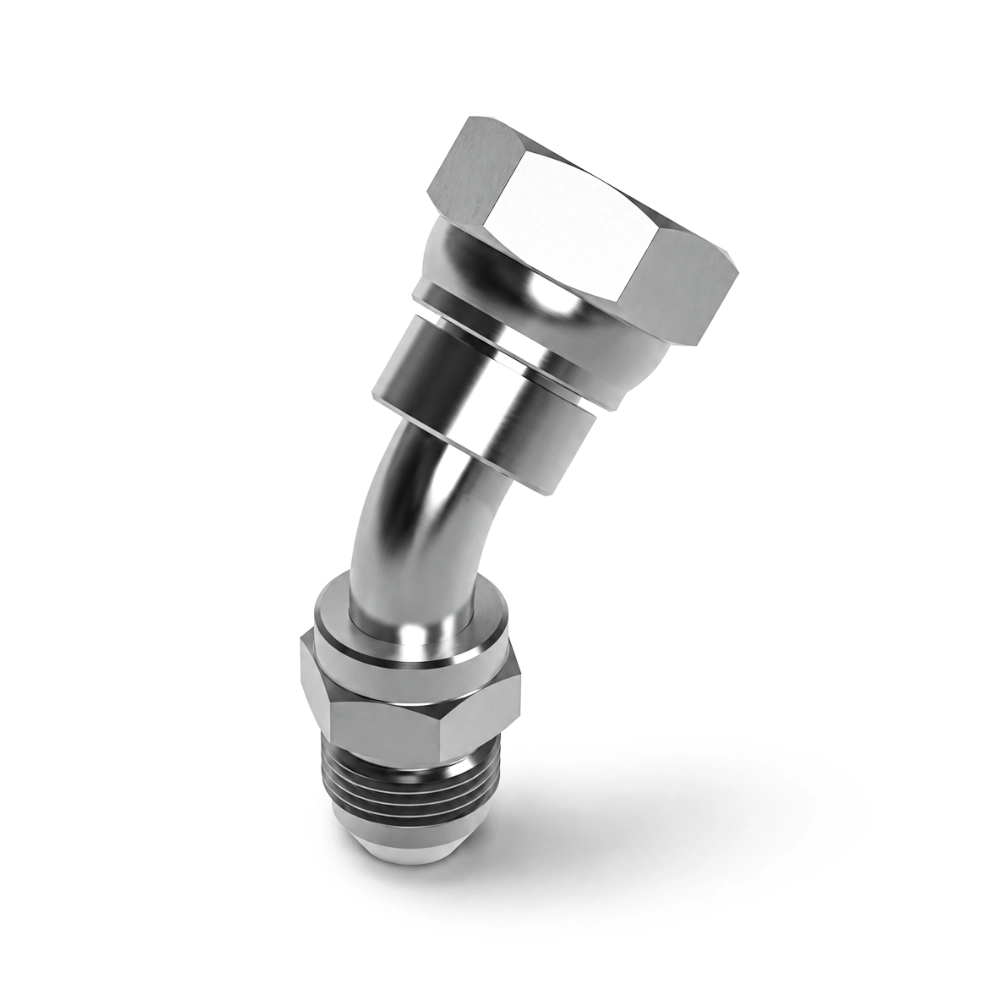 7/16" JIC Male to 1/4" BSP Swivel Female 135° Swept Elbow Hydraulic Adaptor
