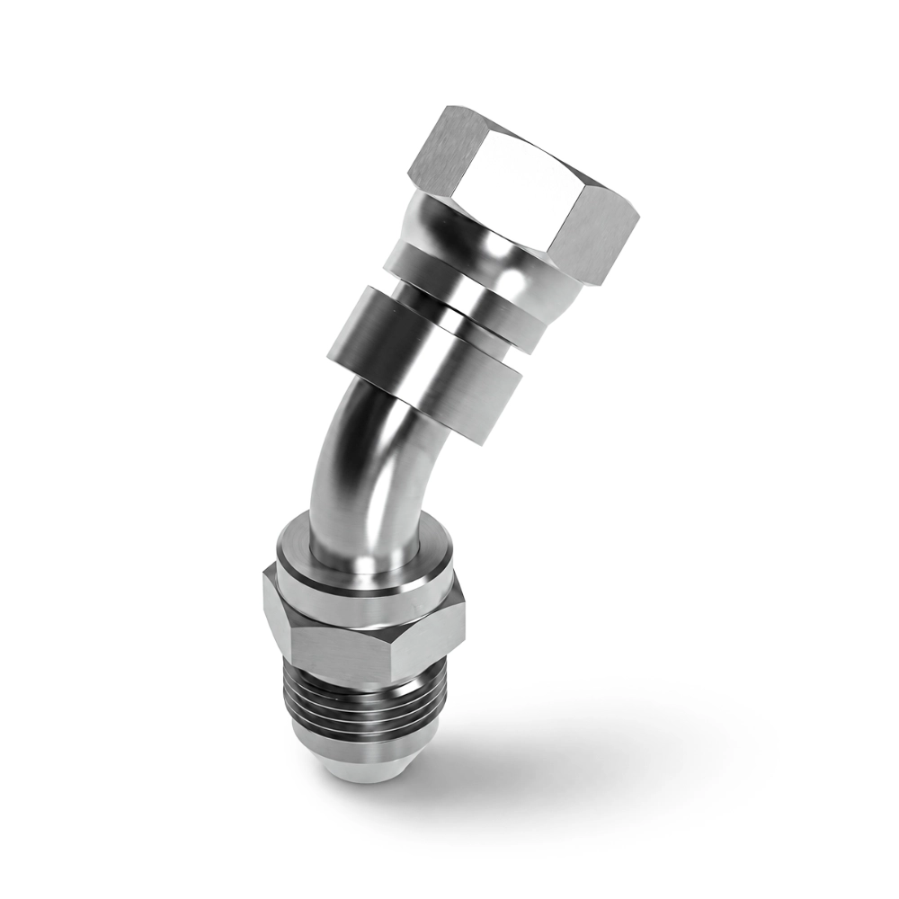 7/8" JIC Male to Swivel Female 135° Swept Elbow Hydraulic Adaptor