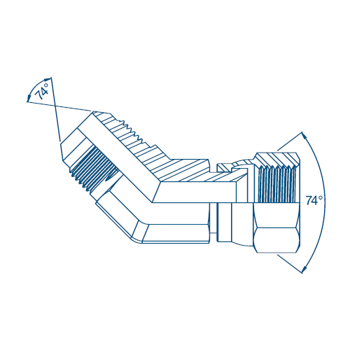 7/16 JIC x 7/16 JIC M/F 45° Forged Elbow Hydraulic Adaptor 7/16 JIC x 7/16 JIC M/F 45° Forged Elbow Hydraulic Adaptor