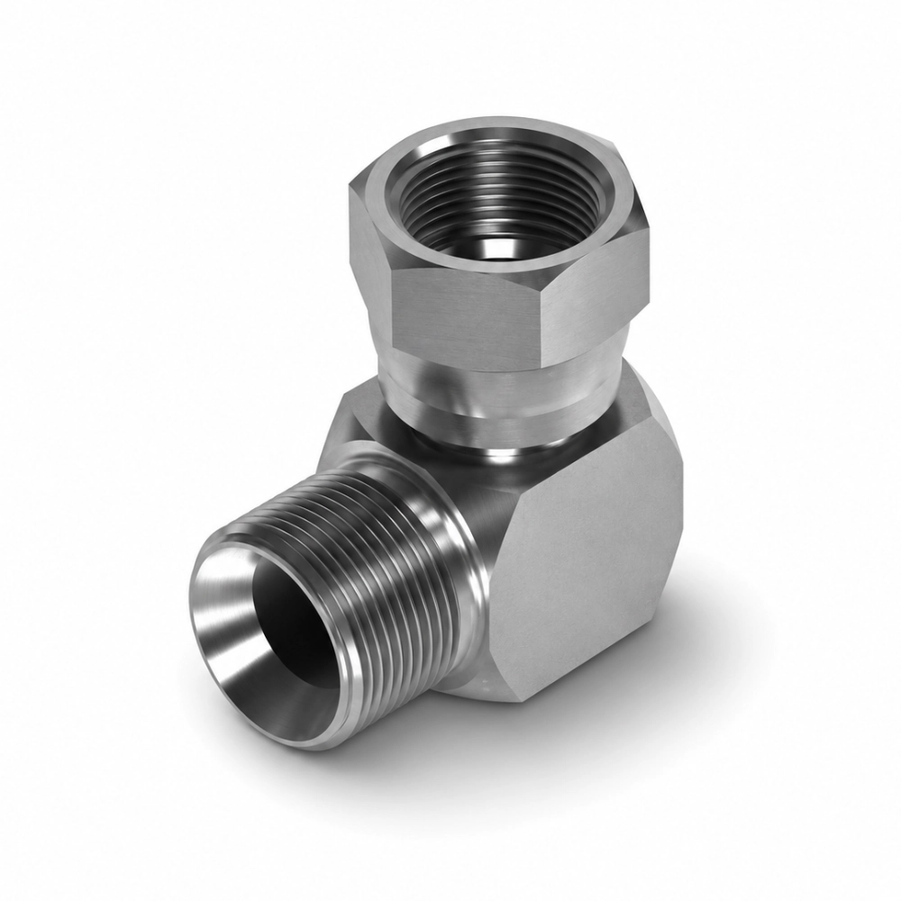 1/4" BSP Male x 7/16" JIC Swivel Female 90° Compact Hydraulic Adaptor 1/4" BSP Male x 7/16" JIC Swivel Female 90° Compact Hydraulic Adaptor