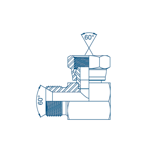 1/8 BSP x 1/8 BSP M/F 90° Compact For Bonded Seal