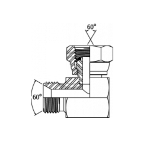 1/4 BSP x 1/4 BSP M/F 90° Compact For Bonded Seal with Soft Seat Oring On Fem