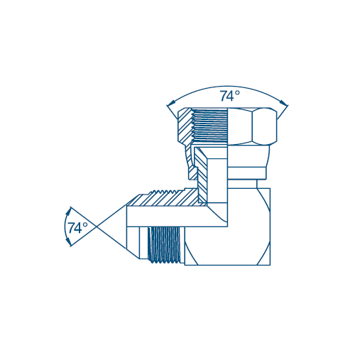 1/2 JIC x 1/2 JIC M/F 90° Compact Hydraulic Adaptor