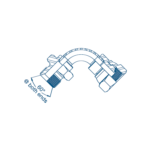 1/4 BSP M/F 90° Swept Soft Seat Oring On Fem