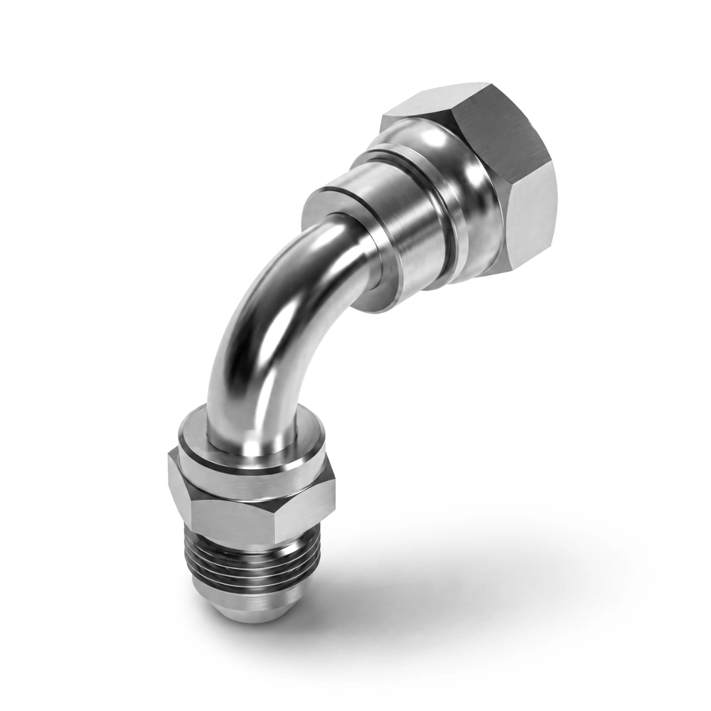 7/16" JIC Male to 1/4" BSP Swivel Female 90° Swept Elbow Hydraulic Adaptor