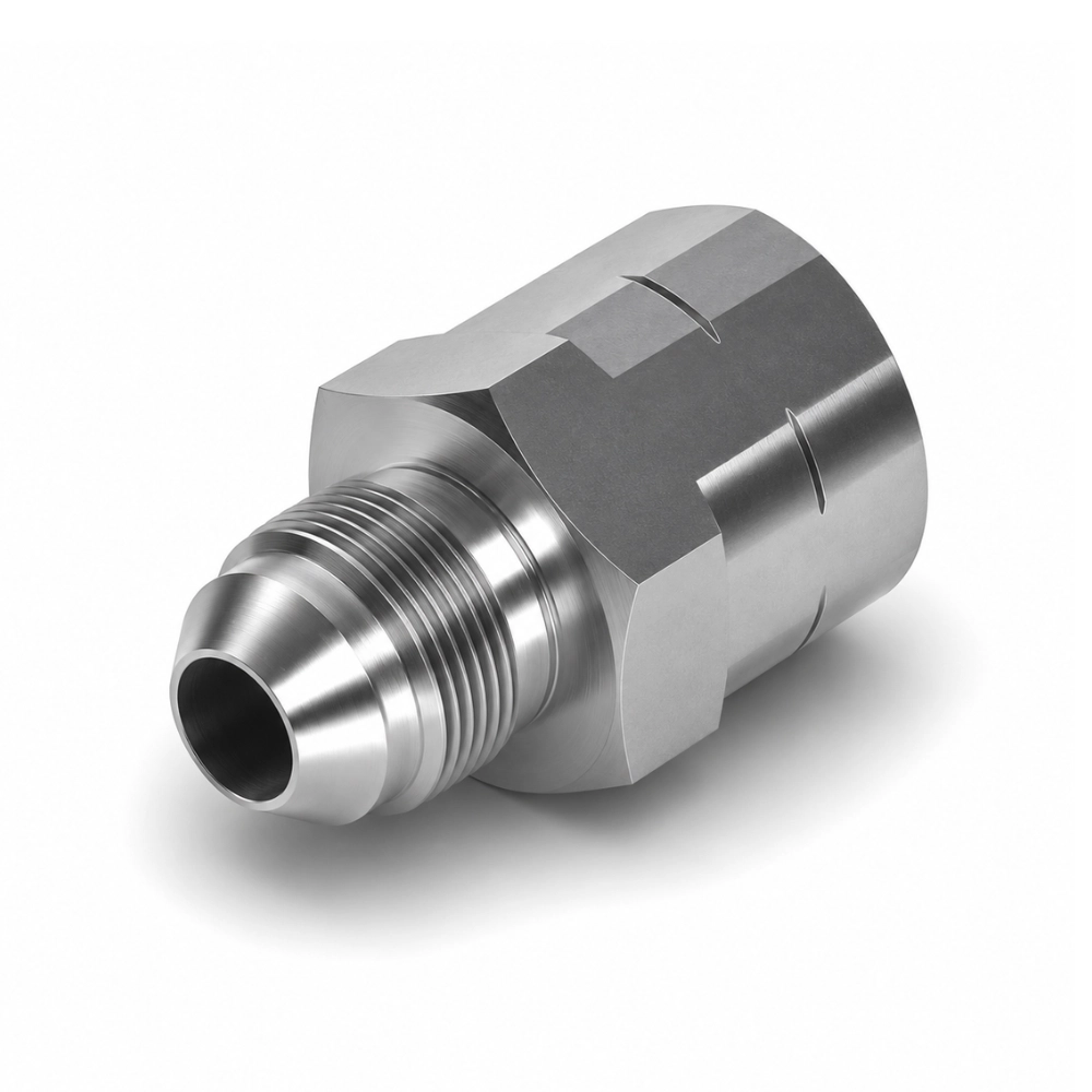 7/16" JIC Male x 1/8" NPTF Fixed Female Extension Hydraulic Adaptor 7/16" JIC Male x 1/8" NPTF Fixed Female Extension Hydraulic Adaptor