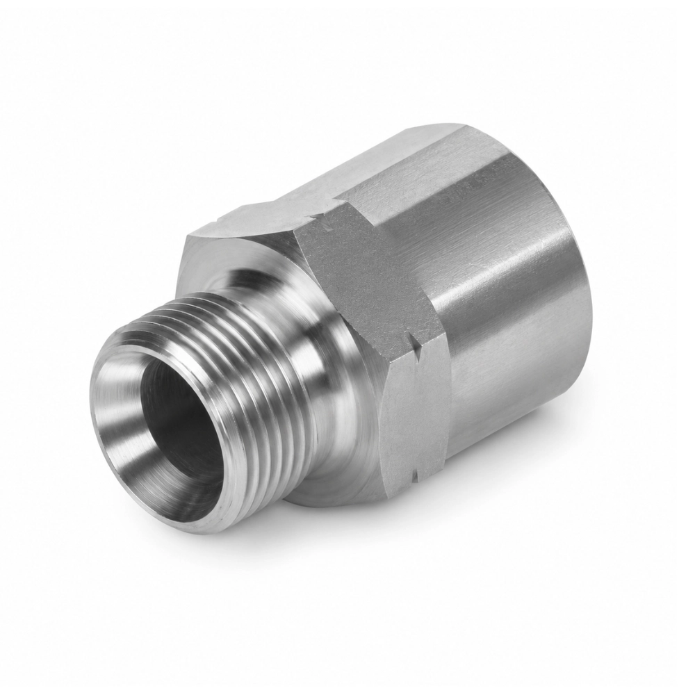 M12 1.5mm Pitch Metric Male x 1/4" BSP Fixed Female Extension Hydraulic Adaptor