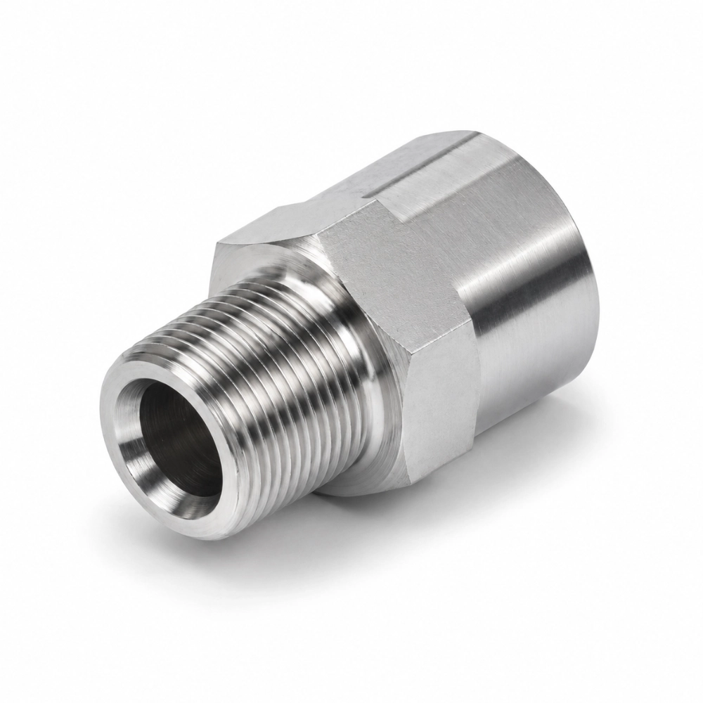 1/8" NPTF Male x 1/8" BSP Fixed Female Extension Hydraulic Adaptor