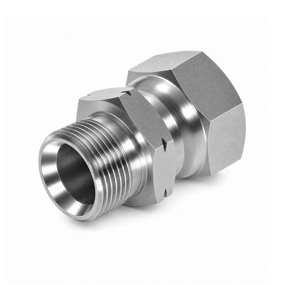 M12 1.5mm Pitch Male to 1/4" BSP Swivel Female Hydraulic Adaptor