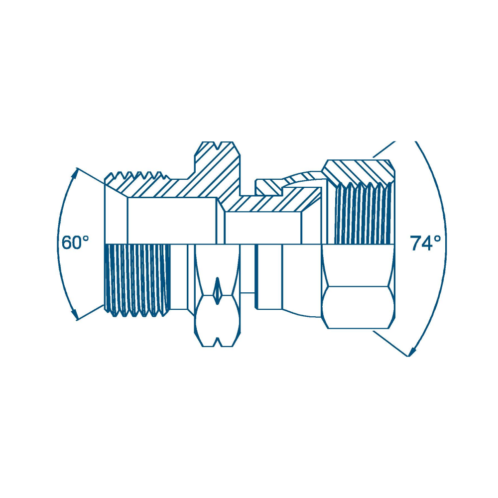 M12 1.5mm Pitch x 1/2 JIC M/F Hydraulic Adaptor M12 1.5mm Pitch x 1/2 JIC M/F Hydraulic Adaptor