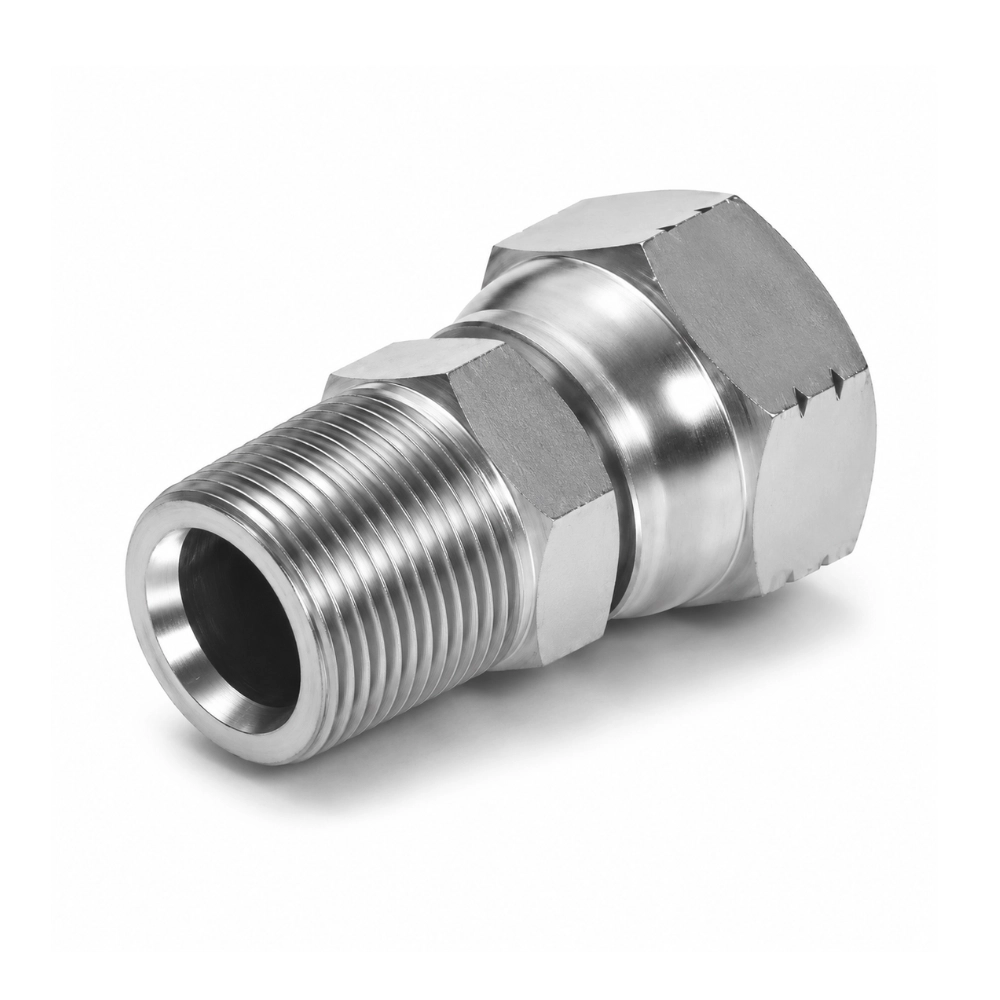 1/8" NPTF Male to 1/8" NPSM Swivel Female Hydraulic Adaptor 1/8" NPTF Male to 1/8" NPSM Swivel Female Hydraulic Adaptor