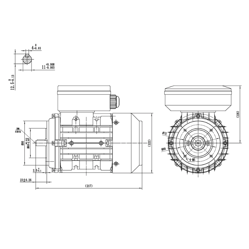 Single Phase 230V Electric Motor, 0.18kW, 2 Pole, 2820 RPM, B14 Face Mount