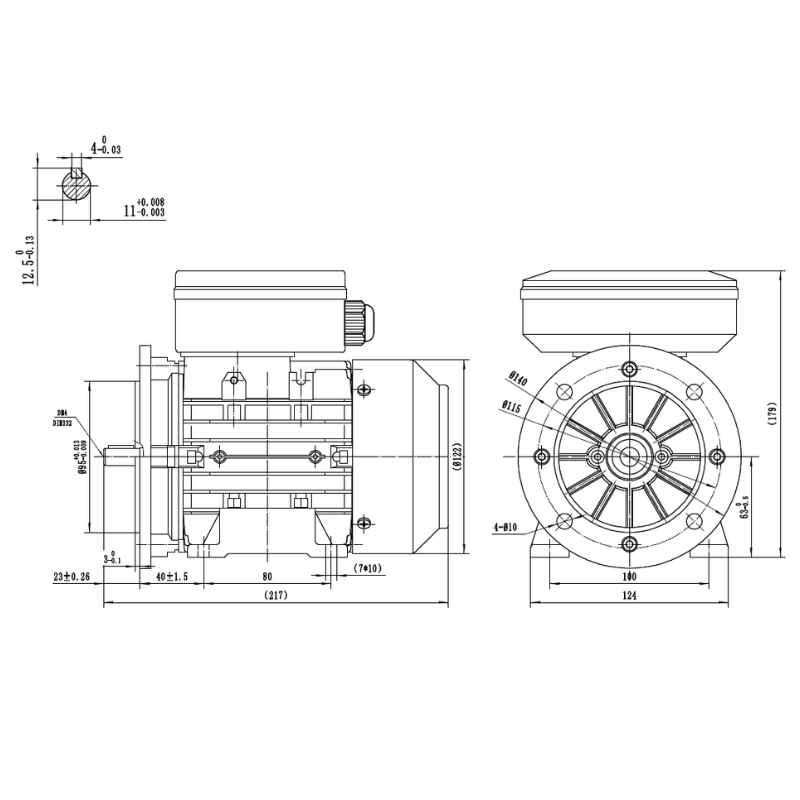 0.18kW Single Phase 230V Electric Motor, 4 Pole, 1340 RPM, B35 Flange & Foot Mount
