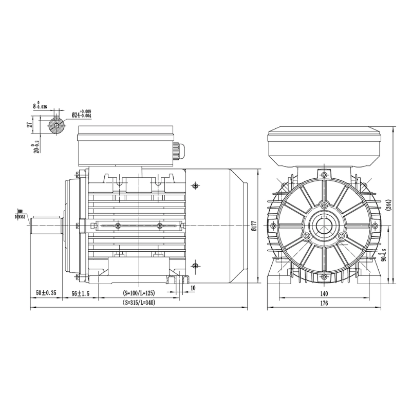 Single Phase 230V Electric Motor, 1.5kW, 2 Pole, 2860 RPM, B3 Foot Mount