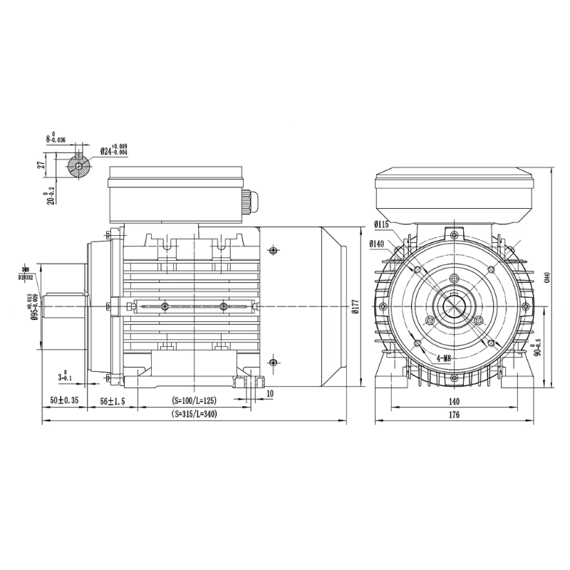 Single Phase 230V Electric Motor, 2.2kW, 4 Pole, 1440 RPM, B34 Face & Foot Mount