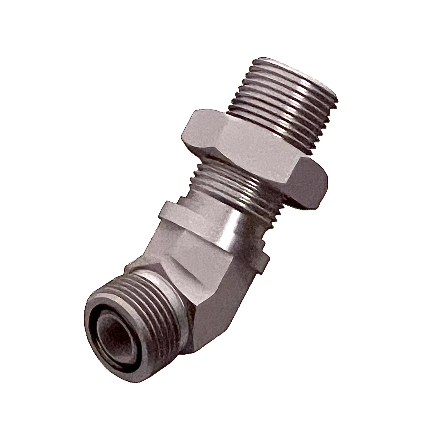 9/16 Orfs M/M 45° Bulkhead C/W Nut Hydraulic Adaptor 9/16 Orfs M/M 45° Bulkhead C/W Nut Hydraulic Adaptor