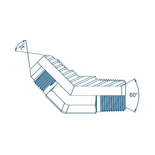 1/8 NPTF x 7/16 JIC M/M 45° Forged Elbow Hydraulic Adaptor 1/8 NPTF x 7/16 JIC M/M 45° Forged Elbow Hydraulic Adaptor