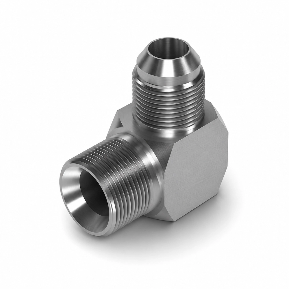 1/4" BSP Male x 7/16" JIC Male 90° Compact Hydraulic Adaptor