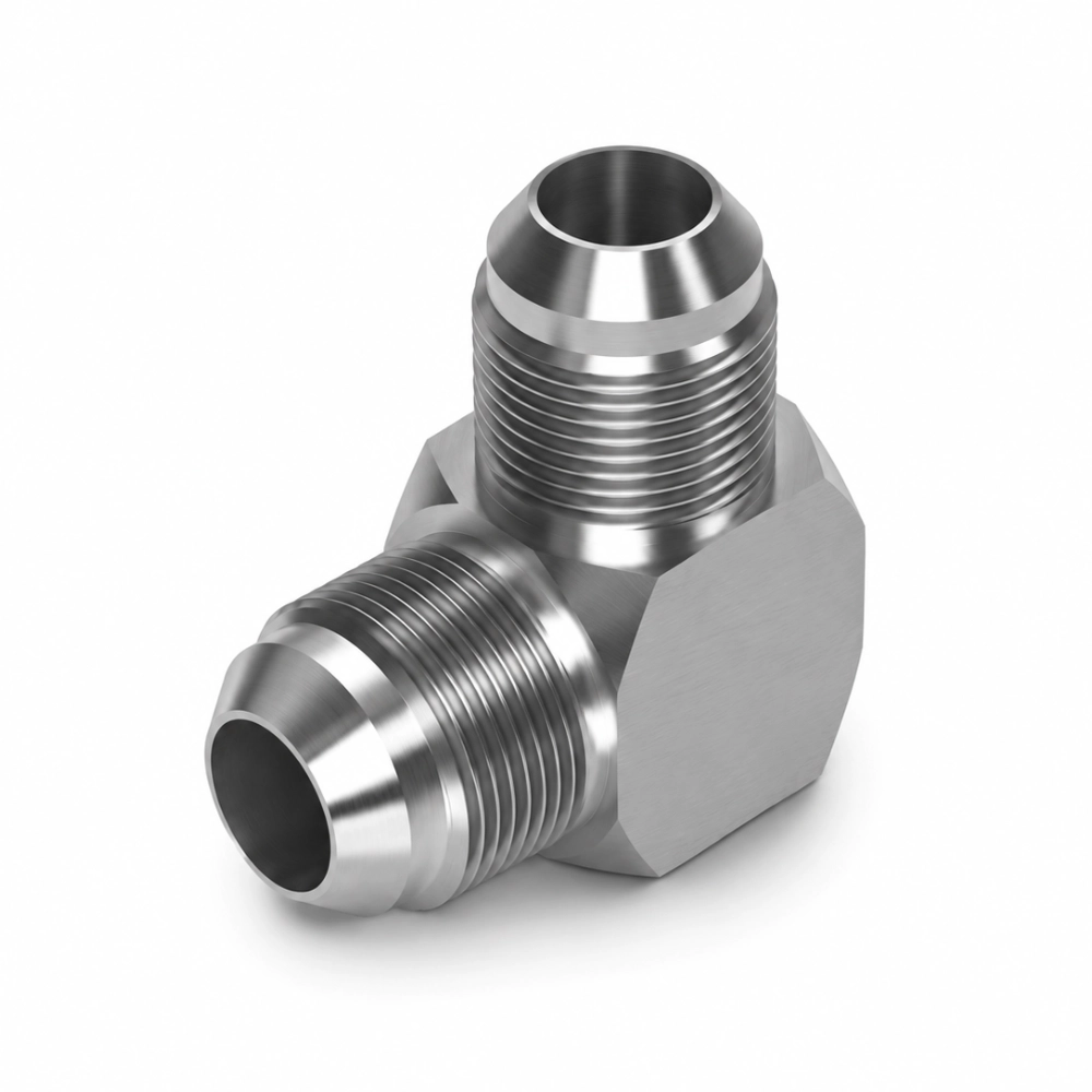 7/16" JIC Male to Male 90° Compact Hydraulic Adaptor 7/16" JIC Male to Male 90° Compact Hydraulic Adaptor