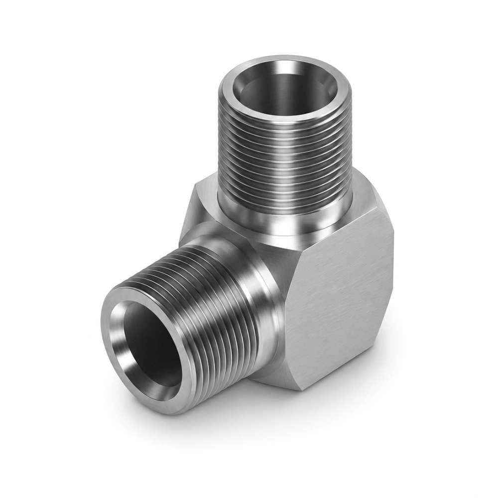 1/8" NPTF Male to Male 90° Compact Hydraulic Adaptor 1/8" NPTF Male to Male 90° Compact Hydraulic Adaptor