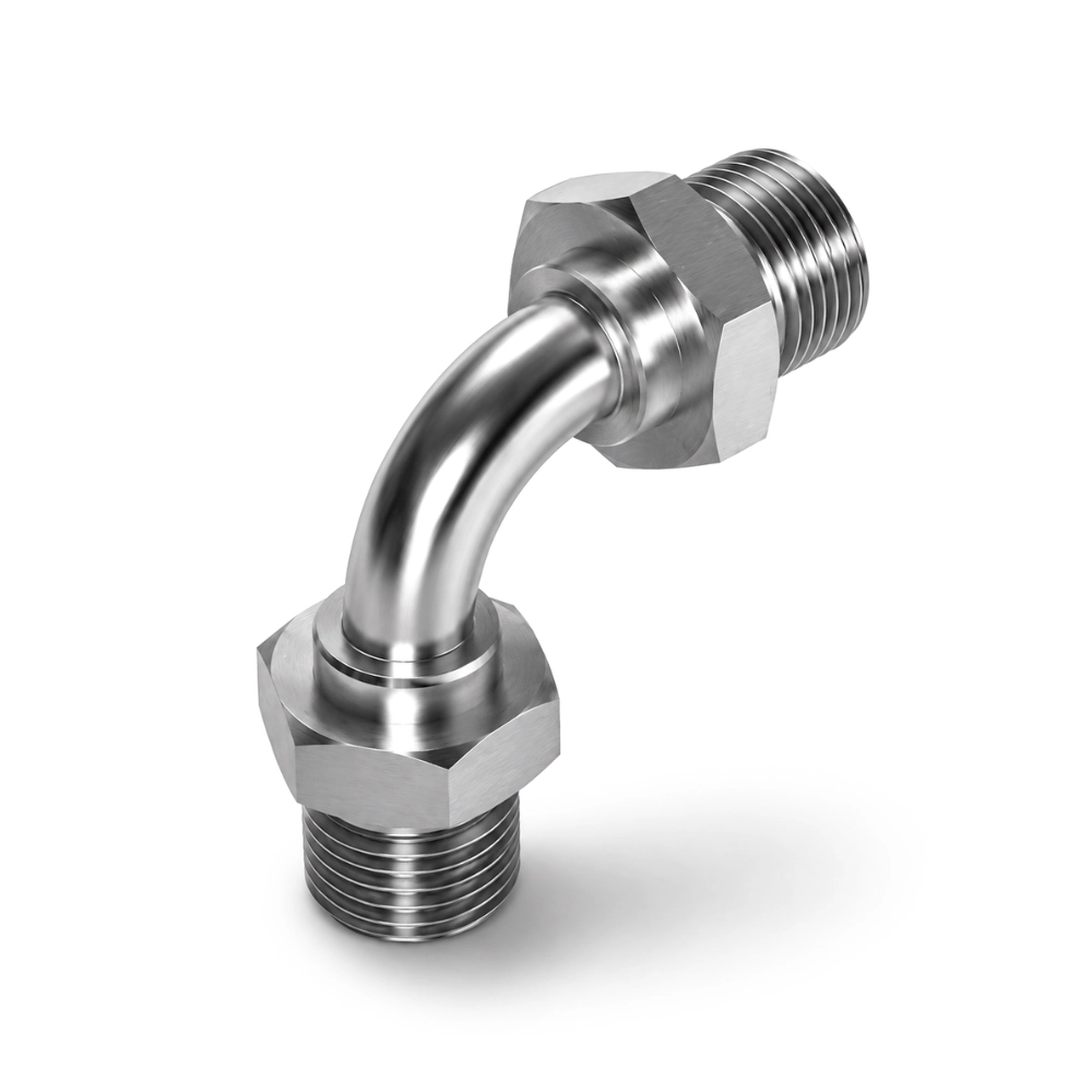 1/4" BSP Male to Male 90° Swept Elbow Hydraulic Adaptor