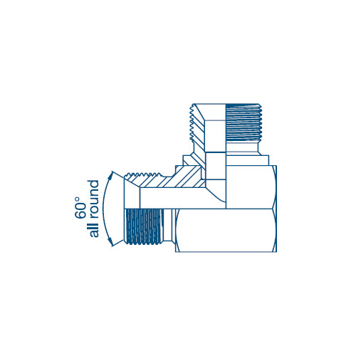 1/8 BSP M/M 90° Compact For Bonded Seal Hydraulic Adaptor 1/8 BSP M/M 90° Compact For Bonded Seal Hydraulic Adaptor
