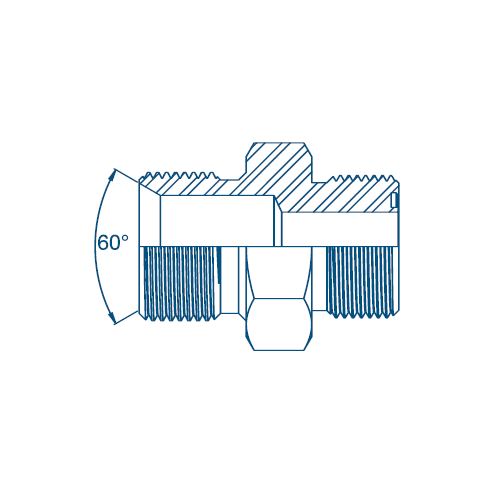 1/8 BSP x 9/16 Orfs M/M Less Oring