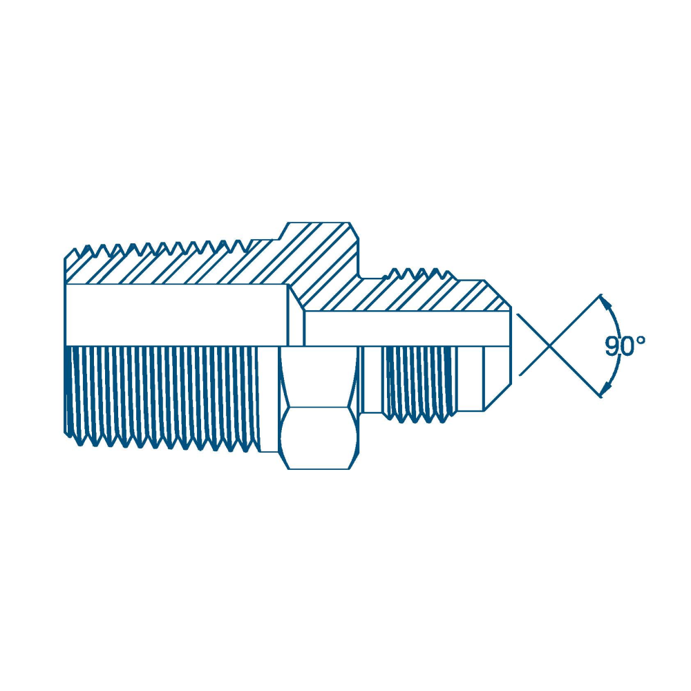 1/4 BSPT x 5/8 SAE 45° Ext Flare M/M Hydraulic Adaptor 1/4 BSPT x 5/8 SAE 45° Ext Flare M/M Hydraulic Adaptor