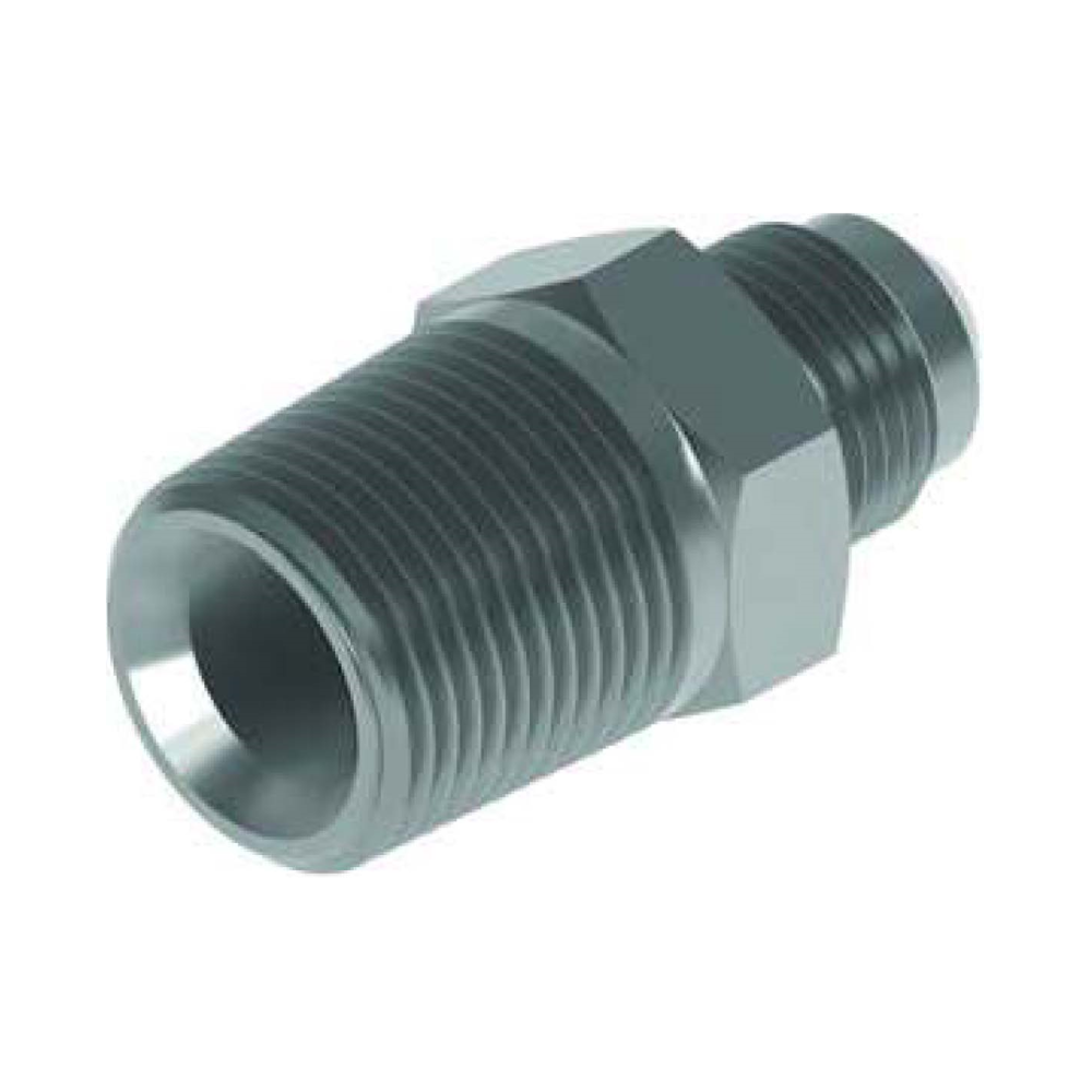 1/8 NPTF x 7/16 SAE 45° Ext Flare M/M Hydraulic Adaptor 1/8 NPTF x 7/16 SAE 45° Ext Flare M/M Hydraulic Adaptor