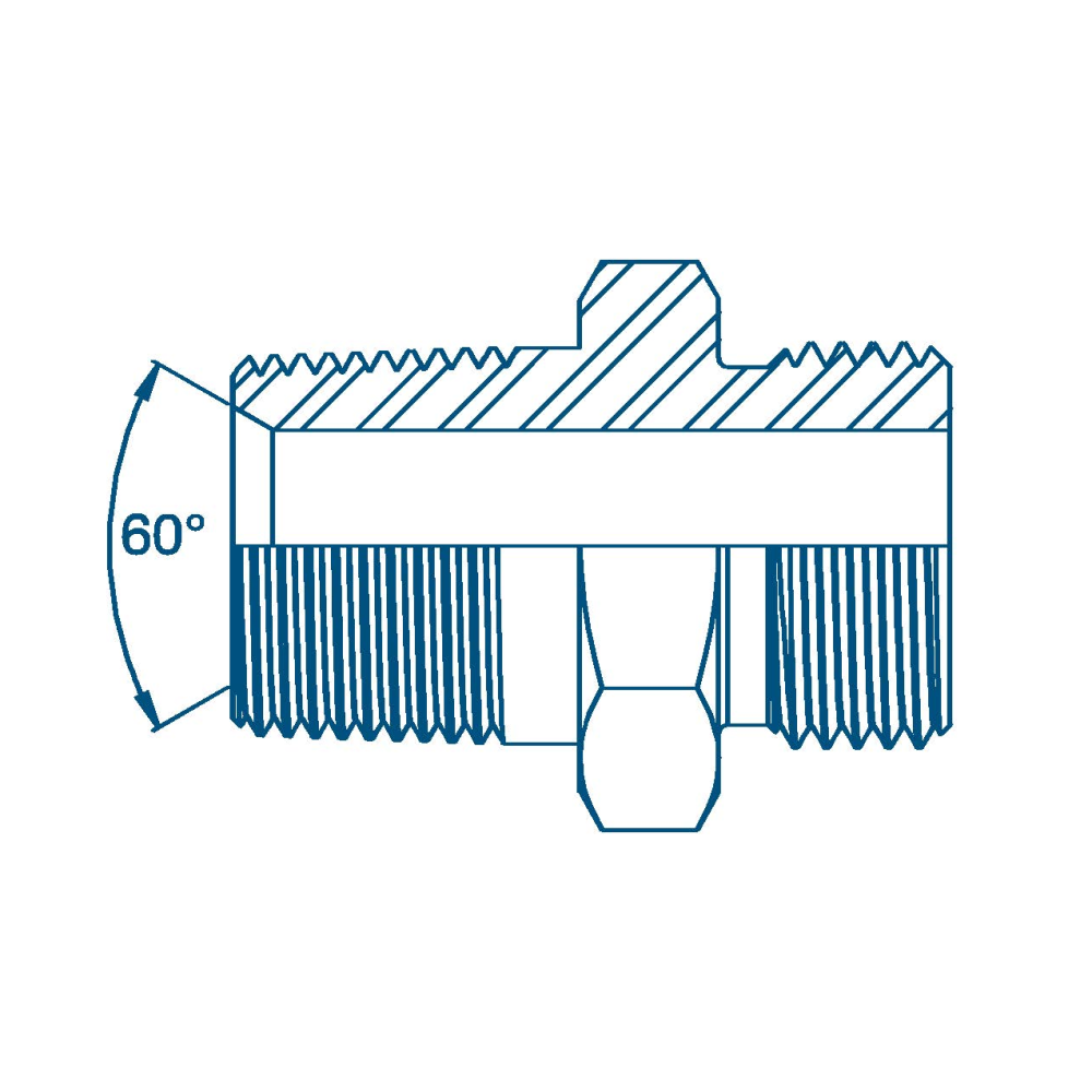 3/8 Npt x 1/2 SORB LESS ORING M/M Hydraulic Adaptor 3/8 Npt x 1/2 SORB LESS ORING M/M Hydraulic Adaptor