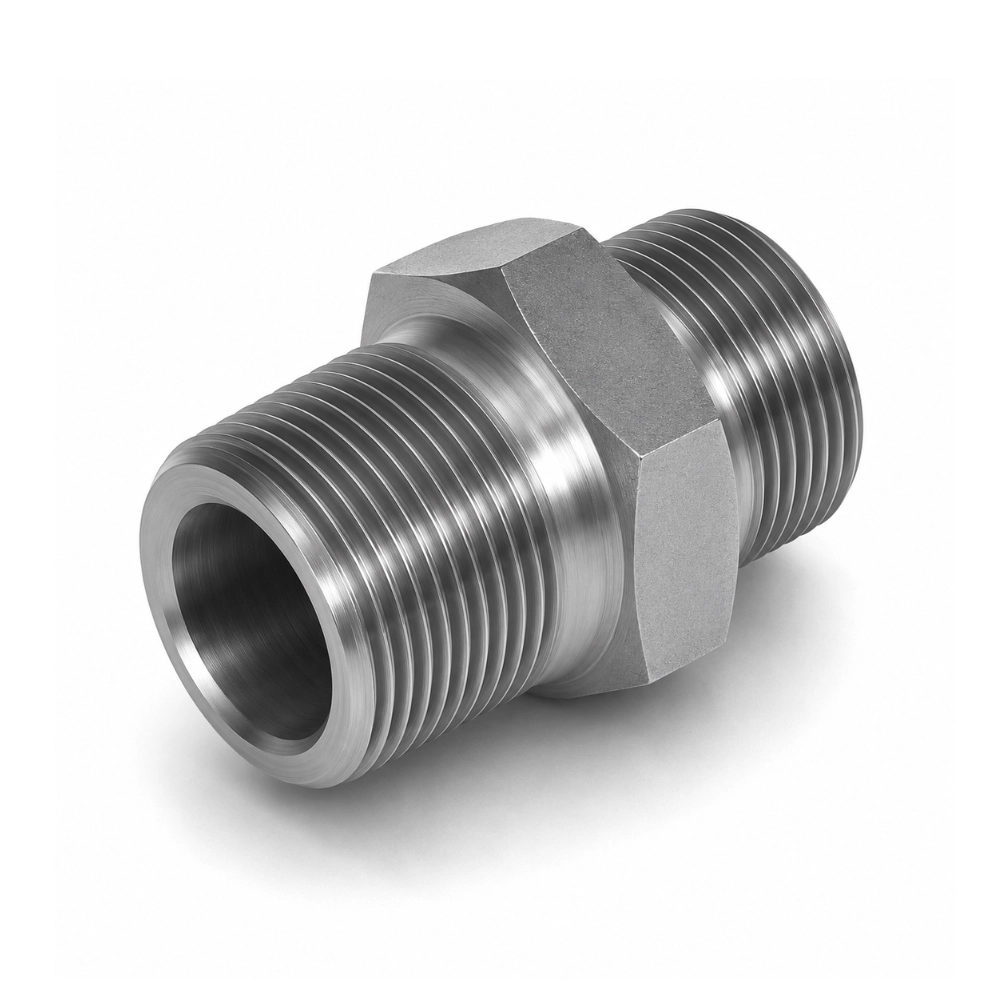 1/8" NPTF x 9/16" SORB Less O-Ring Male to Male Hydraulic Adaptor
