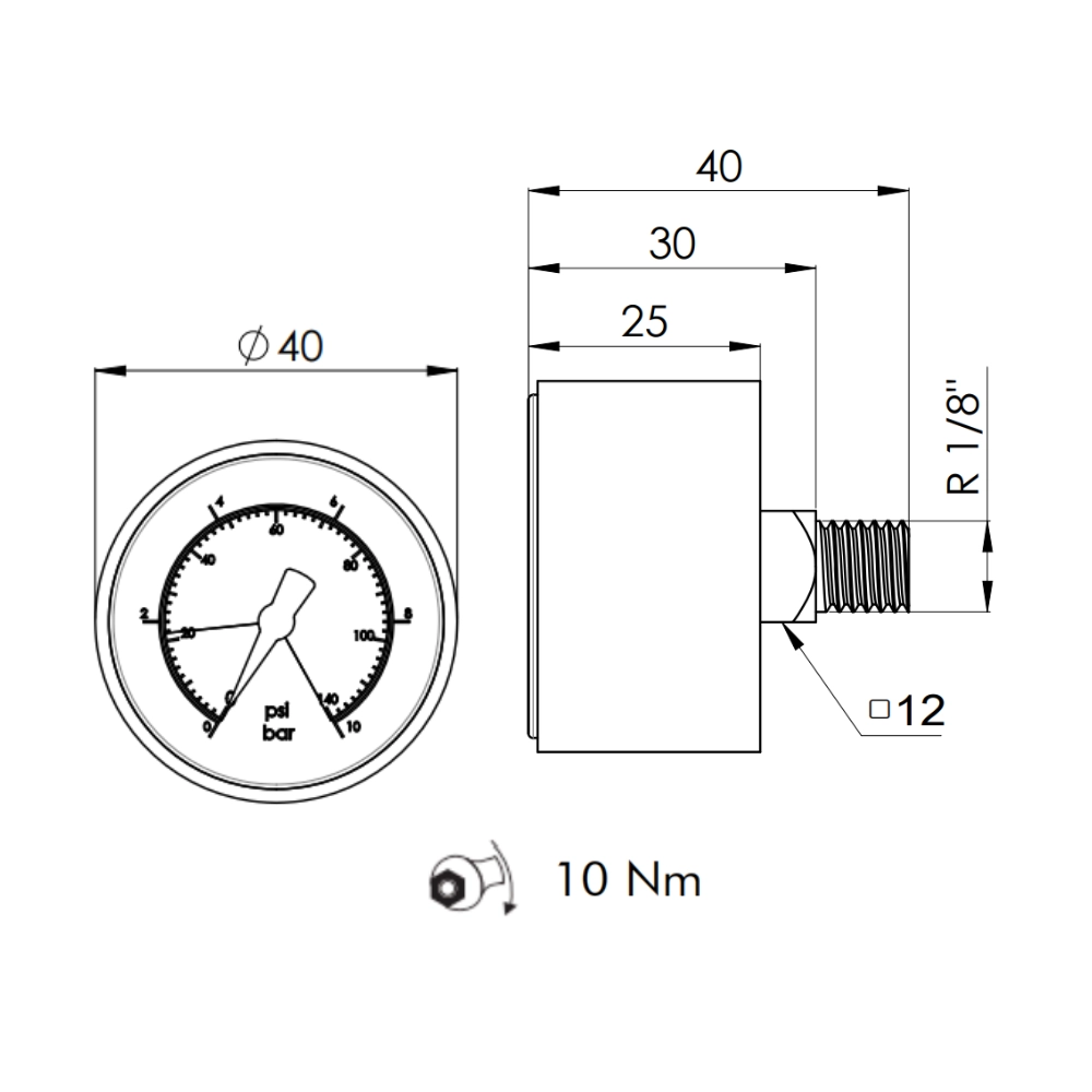 Filtrec MPA Pressure/Vacuum Clogging Gauge, -1 to +5 bar Filtrec MPA Pressure/Vacuum Clogging Gauge, -1 to +5 bar