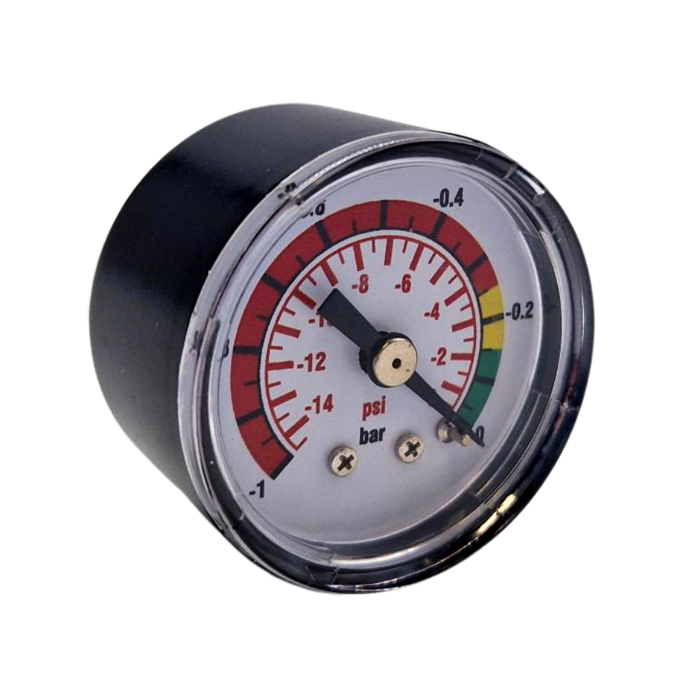 MPS Filtrec Suction Clogging Indicator, Vacuum Gauge 0/-1Bar, 1/8 BSP Rear Entry MPS Filtrec Suction Clogging Indicator, Vacuum Gauge 0/-1Bar, 1/8 BSP Rear Entry
