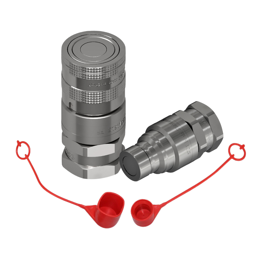Gemels, Hydraulic Flat Face Quick Release Coupling Set 1/4" BSP, DN/ISO 6.3, With Caps Gemels, Hydraulic Flat Face Quick Release Coupling Set 1/4" BSP, DN/ISO 6.3, With Caps