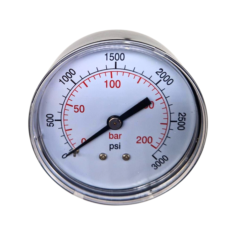 63mm Dry/Pneumatic Pressure Gauge 0-3000 PSI, 1/4" BSP, Rear Entry