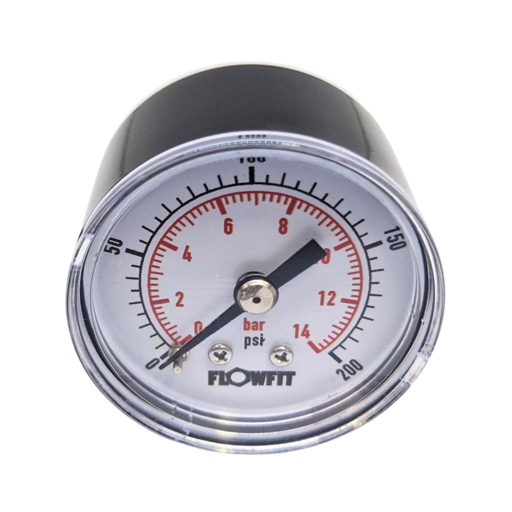 50mm Dry/Pneumatic pressure gauge 0-15 PSI (1 BAR) 1/4 BSPT REAR Entry