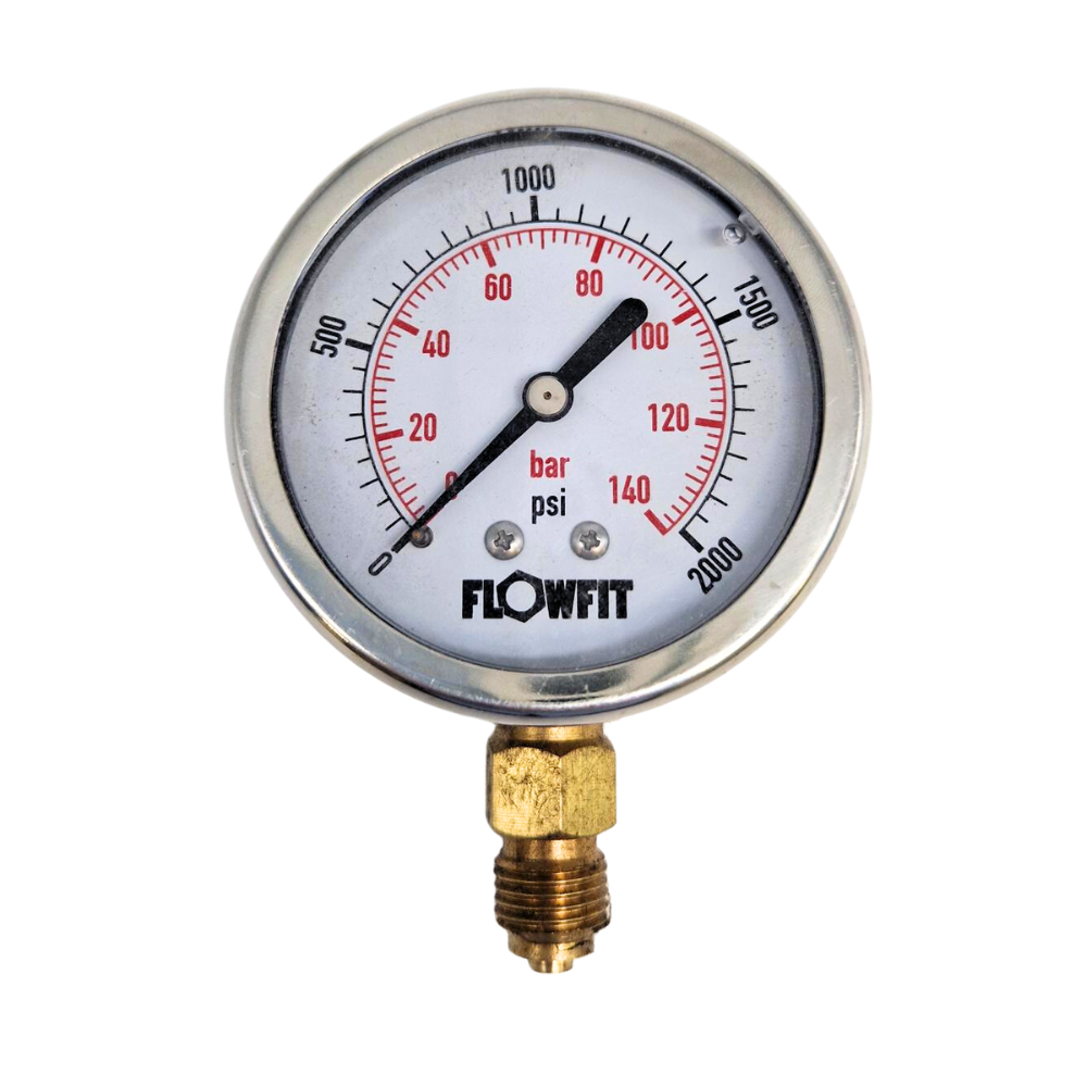 50mm Dry/Pneumatic Pressure Gauge 0-2000 PSI, 1/4" BSP, Base Entry