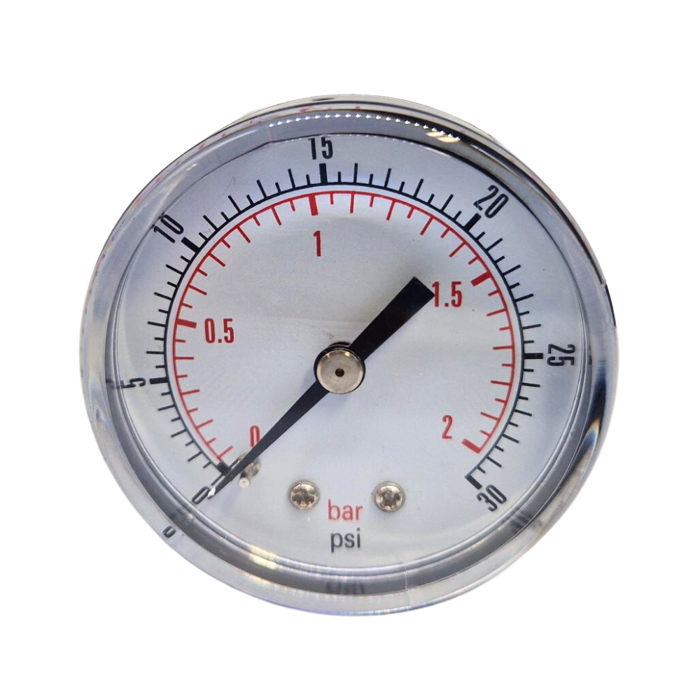 50mm Dry/Pneumatic Pressure Gauge 30 PSI, 1/8" BSP, Rear Entry