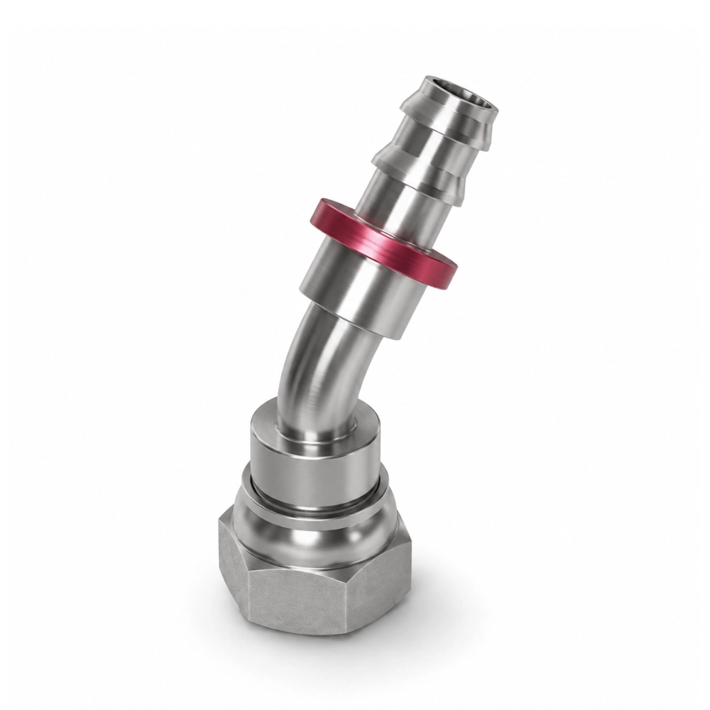 1/4" BSP Female x 1/4" Push-In Hose Tail 135° Swept Adaptor