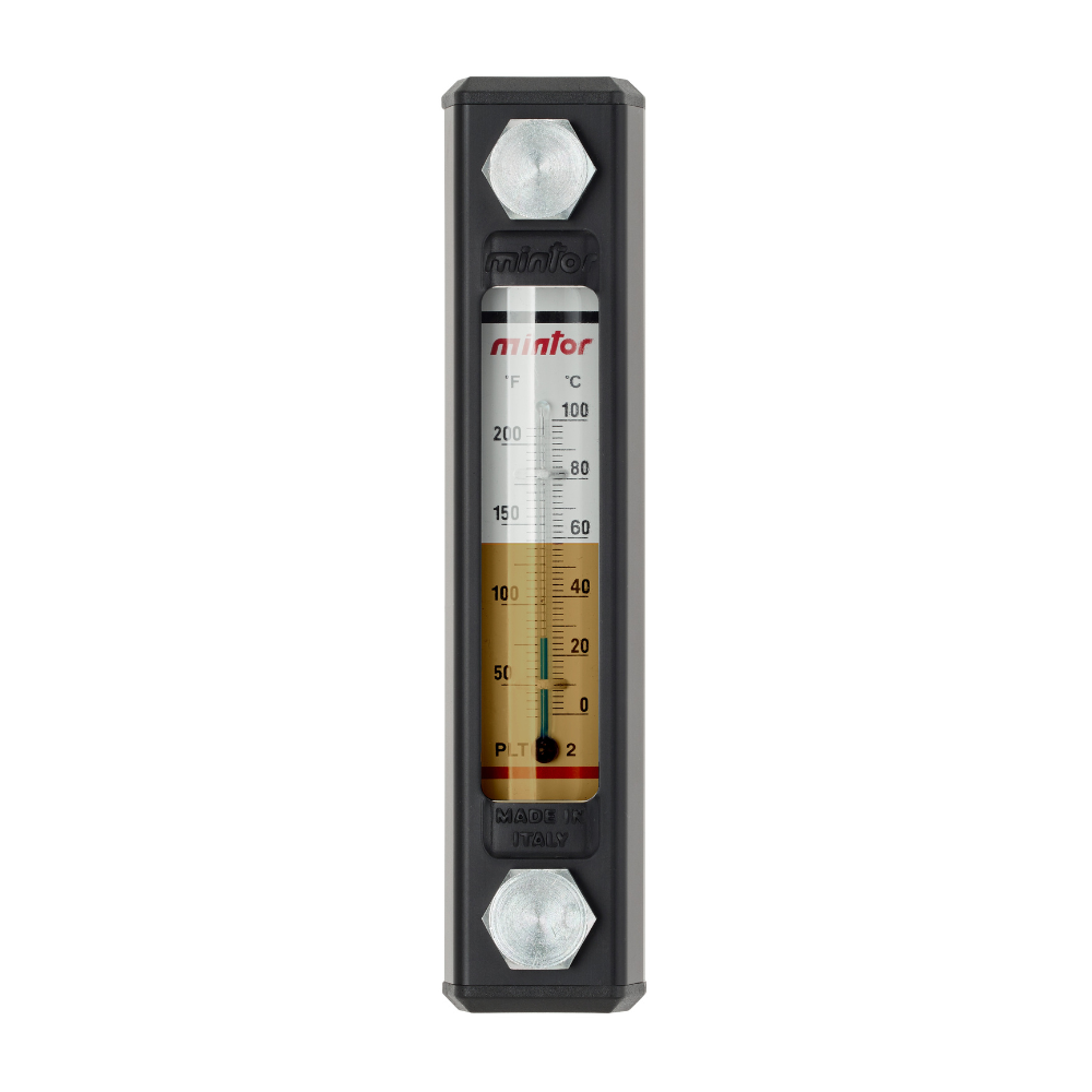 Hydraulic vertical level indicator with thermometer, M10, Length 76mm Hydraulic vertical level indicator with thermometer, M10, Length 76mm