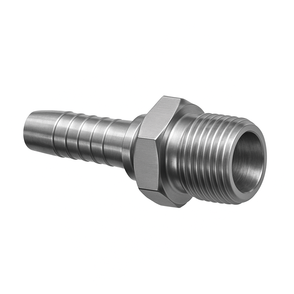 Vincke Stainless Steel Male Stud Fitting, 1/4" BSP to 1/4" Hose
